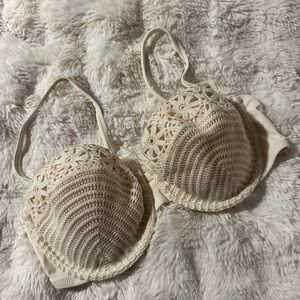 Shade & Shore Cream Crochet Bikini Top